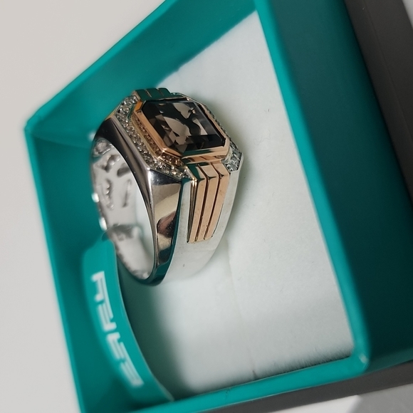 Effy men white and rose gold,smoky quartz diamond ring - Picture 3 of 3